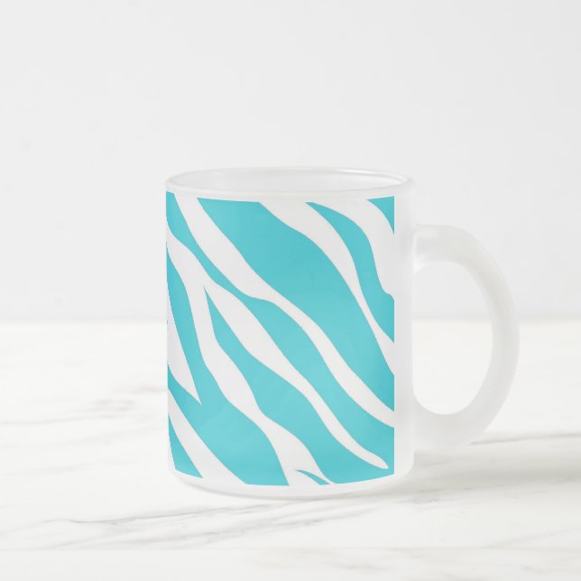 Trendy Aquamarine Zebra Streifen Wild Animal Print Mattglastasse (Rechts)