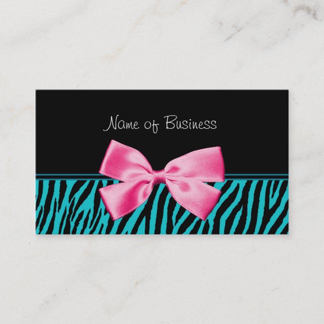 Trendy aquamariner und schwarzer Zebra-Druck-Girly Visitenkarte (Vorderseite)