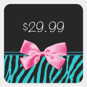 Trendy aquamariner Zebra Stripes heißes Quadratischer Aufkleber