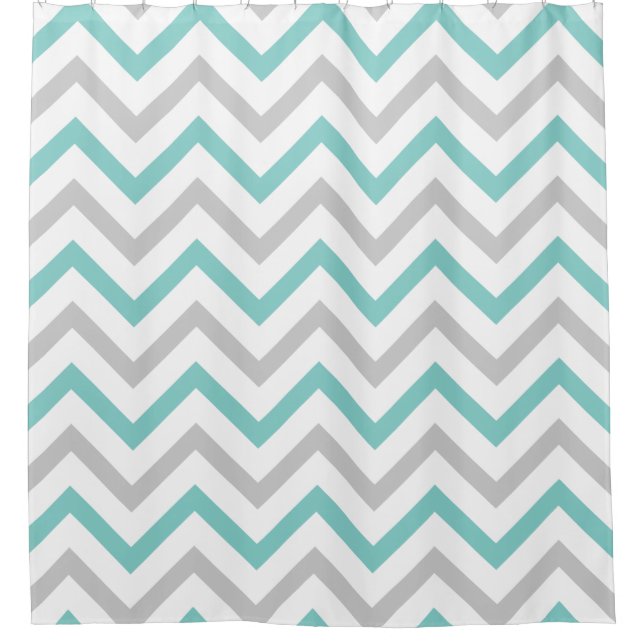 Trendy aquamarines Blau-, Graues und Duschvorhang (Vorderseite)