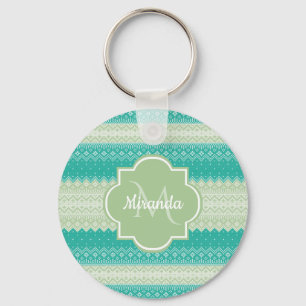 Trendy Aquamarines Neo Mint Green Strick Muster un Schlüsselanhänger