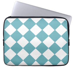 Trendy aquamarines und weißes Schachbrett-Muster Laptopschutzhülle