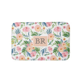 Trendy Aquarellfarben pastellrosa und pfirsichfarb Badematte
