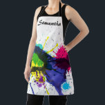 Trendy Artist Paint Splash Personalisiert Schürze<br><div class="desc">Trendfarbene Farbe und Tinte prägen die personalisierte Schürze.</div>