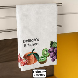 Trendy Artistic Rainbow Crochet FruchtCollage Geschirrtuch