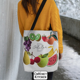 Trendy Artistic Rainbow Crochet FruchtCollage Tasche