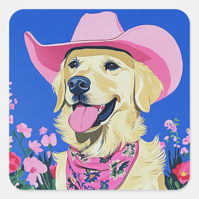 Trendy Ästhetische Niedlich Preppy Dog Quadratischer Aufkleber (Vorderseite)