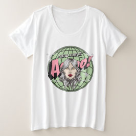 Trendy Astro von Hand gezeichneter Planet und Cart Große Größe T-Shirt
