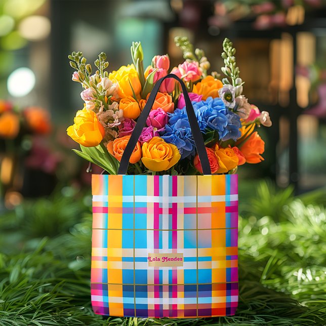 Trendy Atemberaubend Multi-Color Kariert Summer We Tasche (Beautiful Summer/Spring Wexford Tote Bag)