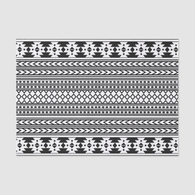 Trendy Aztec Tribal Print Geometric Pattern (Schwa Seidenpapier (Vorderseite)