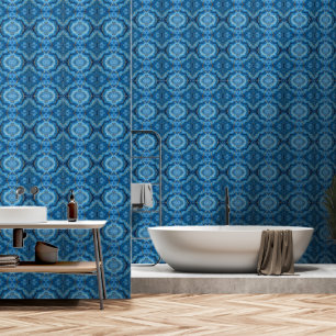 Trendy Azure Blue Gold Marble Collection Tapete