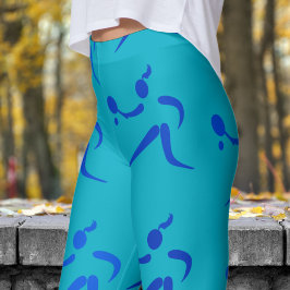 Trendy Azure Blue Womens Tennis Pattern Leggings