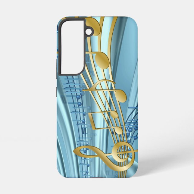 Trendy Baby Blue Musical Notes Samsung Galaxy Hülle (Rückseite)