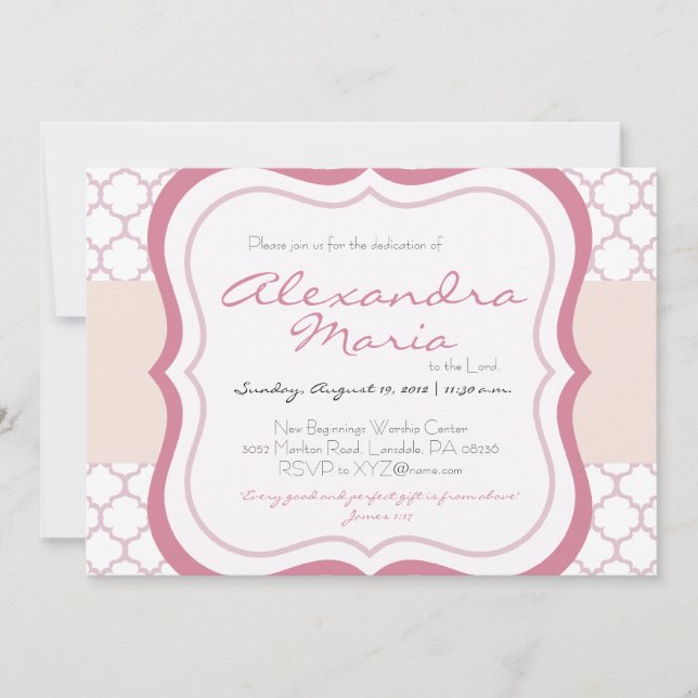 Trendy Baby Dedication Christening Einladung (Vorderseite)