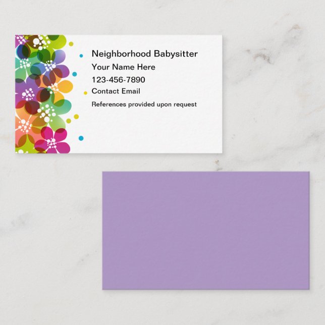 Trendy Babysitter Business Cards New Visitenkarte (Vorne/Hinten)