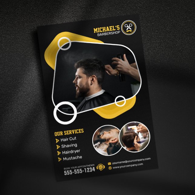 Trendy Barbershop Hair Styling Barber Shop Haarsch Flyer (Von Creator hochgeladen)