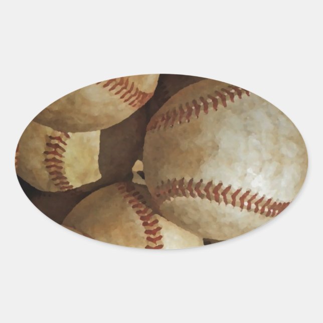Trendy Baseball Artwork Ovaler Aufkleber (Vorderseite)