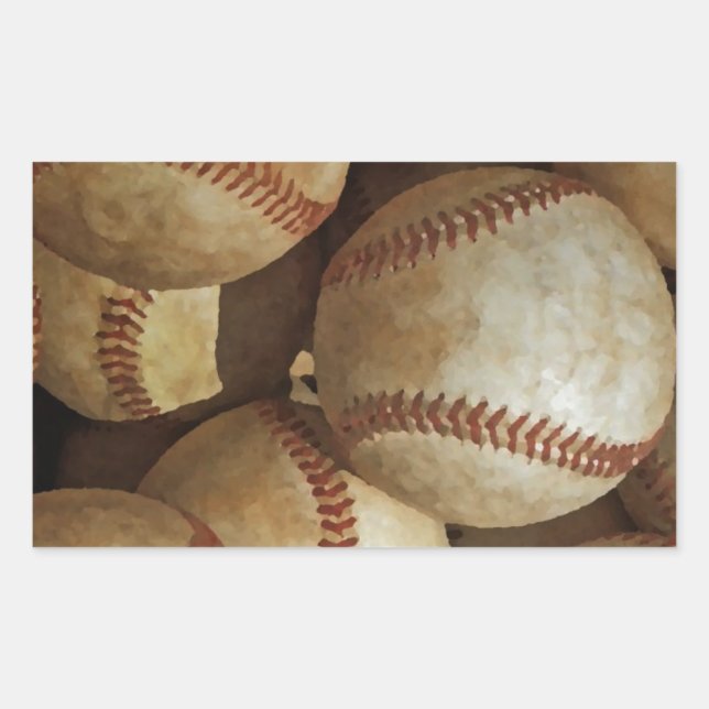 Trendy Baseball Artwork Rechteckiger Aufkleber (Vorderseite)