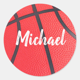 Trendy Basketball Fügen Sie Ihren Namen Personalis Runder Aufkleber