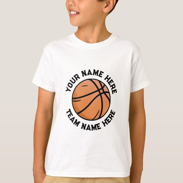 Trendy Basketball Fügen Sie Ihren Namen Personalis T-Shirt (Vorderseite)