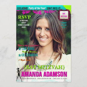 Trendy Bat Mitzvah Magazine Cover Einladungen