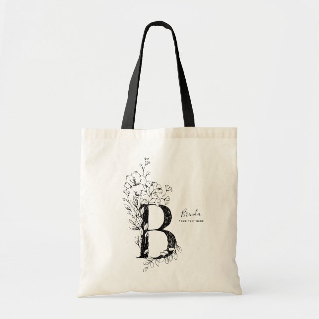Trendy Bauernhof rustikale Letter B mit Monogramm Tragetasche (Vorne)