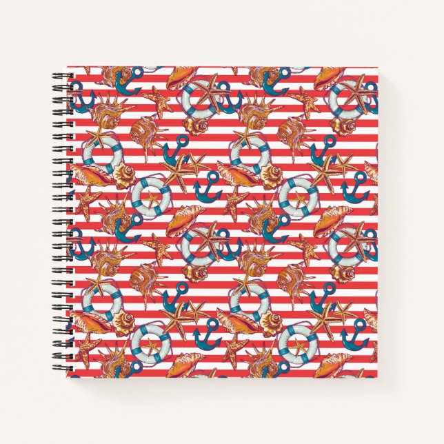 Trendy Beach Pattern Notizbuch (Vorderseite)