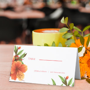 Trendy Beautiful Hübsch Orange Floral Wedding Platzkarte