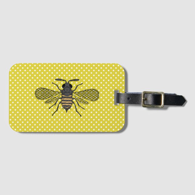 Trendy BEE Yellow Punkt Muster Geschenkdekor NEU Gepäckanhänger (Vorderseite (Horizontal))