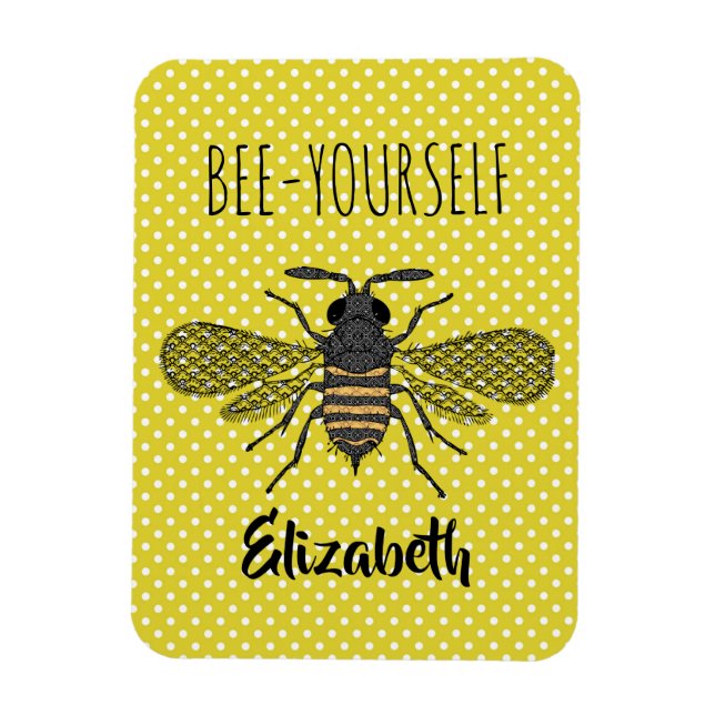 Trendy BEE YOURSELF Yellow Punkt DECOR Magnet (Vertikal)