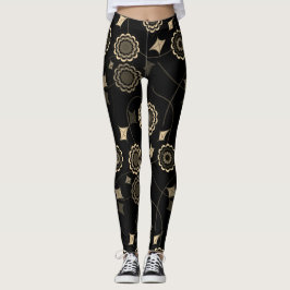 Trendy Beige Blume Ivy Black Leggings