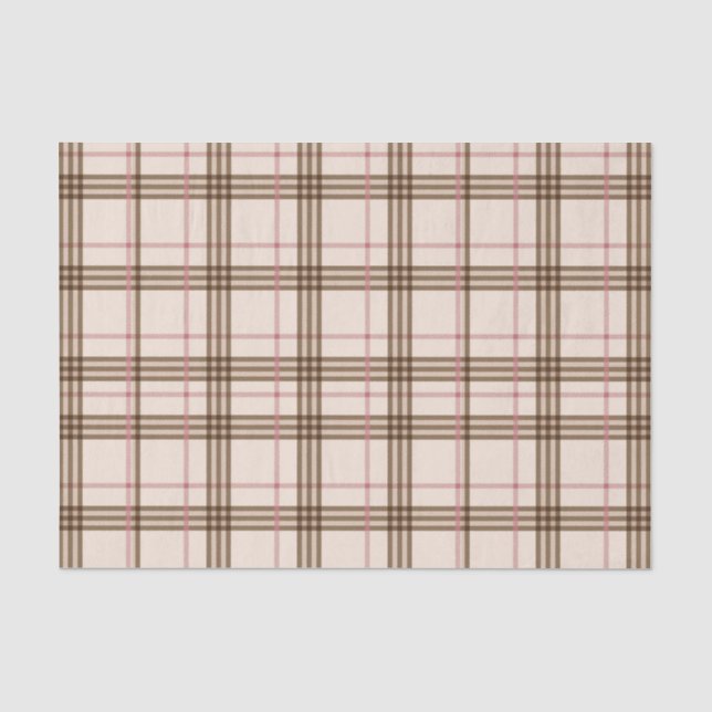 Trendy Beige Brown Tartan Kariert Seidenpapier (Vorderseite)