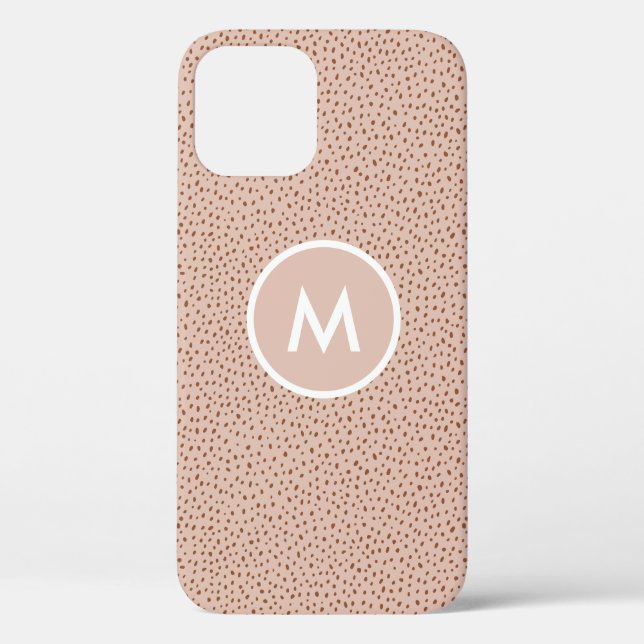 Trendy Beige Monogram mit Terracotta Boho Brown Case-Mate iPhone Hülle (Rückseite)