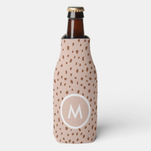 Trendy Beige Monogram mit Terracotta Boho Brown Flaschenkühler
