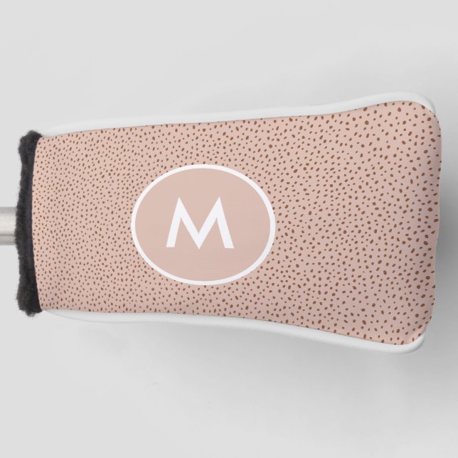 Trendy Beige Monogram mit Terracotta Boho Brown Golf Headcover (Vorderseite)