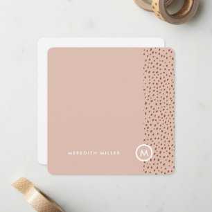 Trendy Beige Monogram mit Terracotta Boho Brown Mitteilungskarte