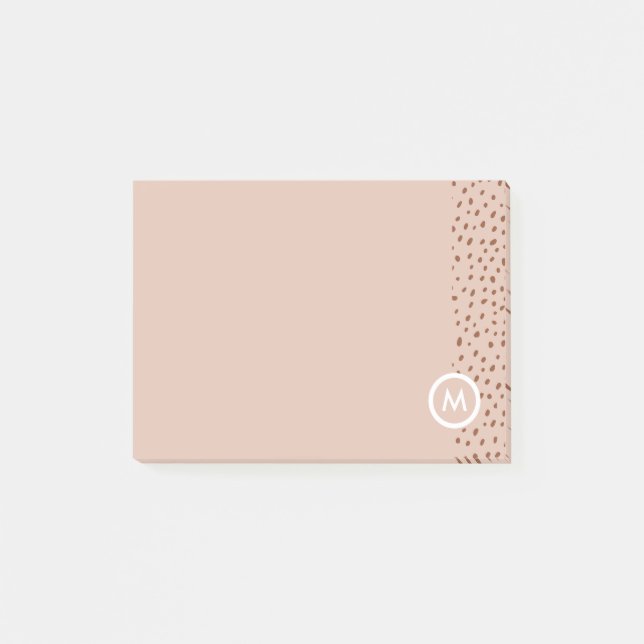 Trendy Beige Monogram mit Terracotta Boho Brown Post-it Klebezettel (Vorderseite)