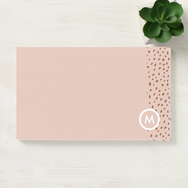 Trendy Beige Monogram mit Terracotta Boho Brown Post-it Klebezettel (Büro)