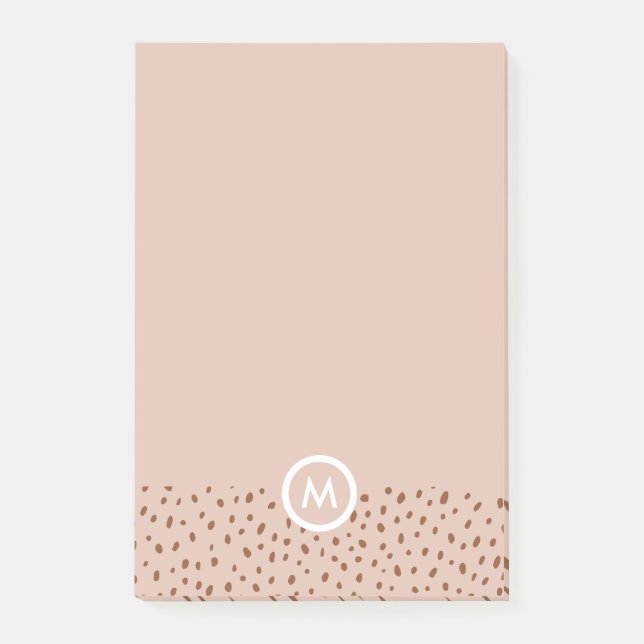 Trendy Beige Monogram mit Terracotta Boho Brown Post-it Klebezettel (Vorderseite)