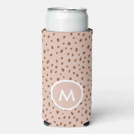 Trendy Beige Monogram mit Terracotta Boho Brown Selters Dosenkühler