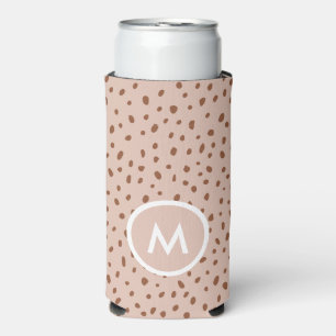 Trendy Beige Monogram mit Terracotta Boho Brown Selters Dosenkühler
