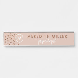 Trendy Beige Monogram mit Terracotta Boho Brown Türschild