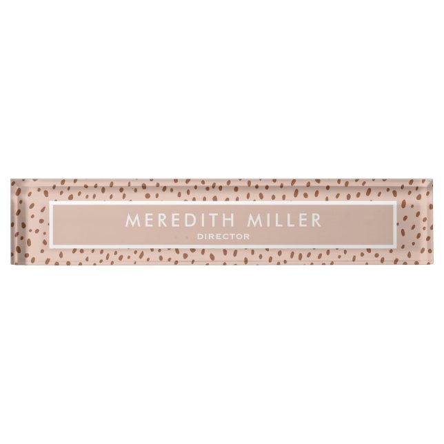 Trendy Beige Name mit Terracotta Boho Brown Namensplakette (Vorderseite)