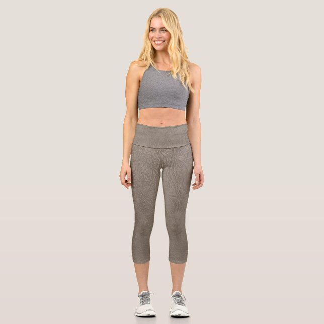 Trendy beige taupe Leder wie Yoga Hosen (Vorderseite)