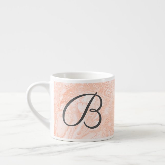 Trendy Beige Wirbel | Monogramm Espressotasse (Links)