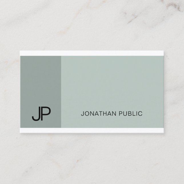 Trendy Beruflich Blue Green Modern Monogram Visitenkarte (Vorderseite)