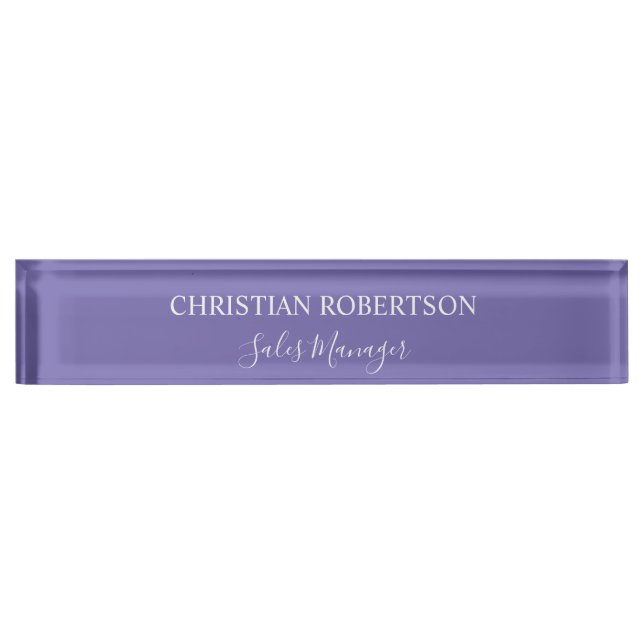 Trendy Beruflich Chic Periwinkle Color Modern Namensplakette (Vorderseite)