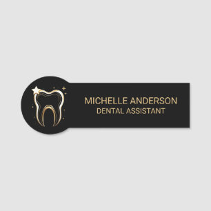Trendy Beruflich Dental Assistant Black Gold Namensschild