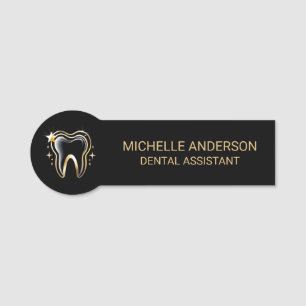 Trendy Beruflich Dental Assistant Black Gold Namensschild
