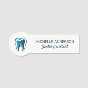 Trendy Beruflich Dental Assistant white Blue Namensschild